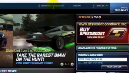 How to get free speed boost codes for nfs world HD