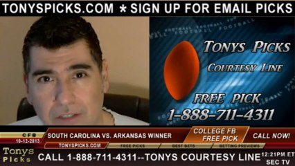 Arkansas Razorbacks vs. South Carolina Gamecocks Pick Prediction NCAA College Football Odds Preview 10-12-2013