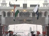 Two Nation Flags: India and Pakistan flags at Wagah Border