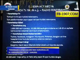 10 Ekim 2013 FBTV Canlı Yayın Fenerbahçe Spor Kulübü Kurumsallık ve Sürdürülebilirlik Sunumu Tamamı
