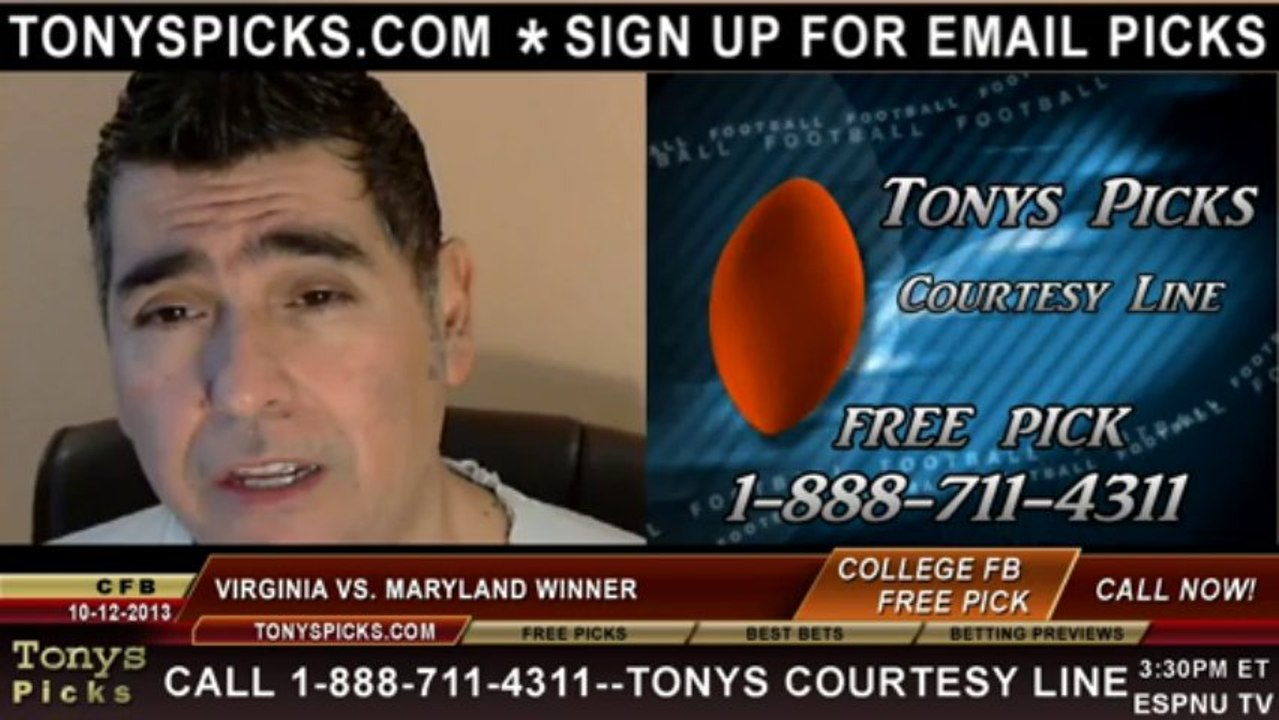 Virginia Cavaliers vs. Maryland Terrapins Pick Prediction NCAA College Football Odds Preview 10-12-2013