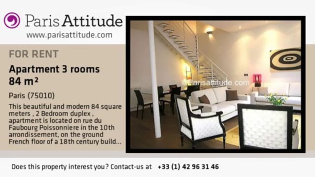 2 Bedroom Duplex for rent - Poissonnière, Paris - Ref. 5942