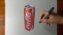 3D Drawing Of Coca Cola Can Looks Impossibly Real!!