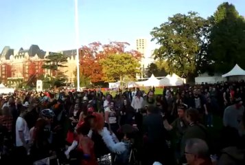 Zombie apocalypse at the March Against Monsanto Rally Speakers contest in Victoria Canada Oct 12,2013