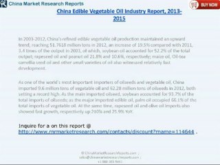 RnRMR: China Edible Vegetable Oil Industry