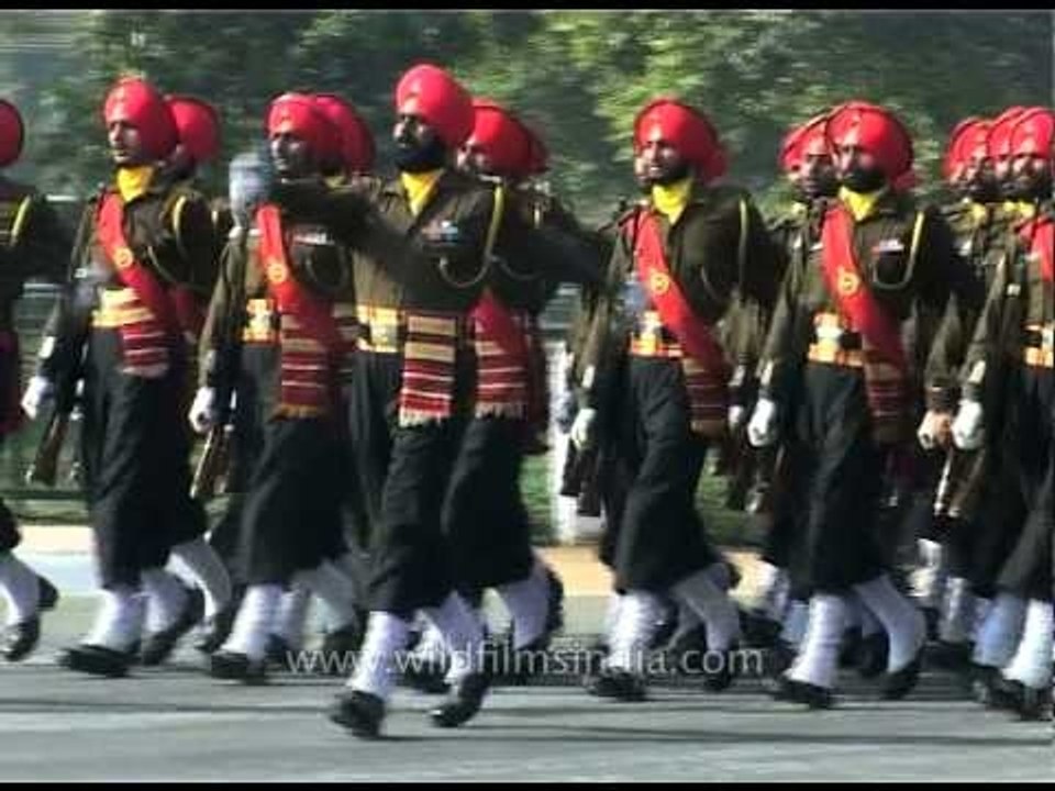 Soldiers marching on the annual Republic Day parade