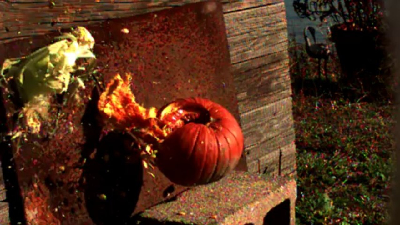Halloween Pumpkin smash in slow motion