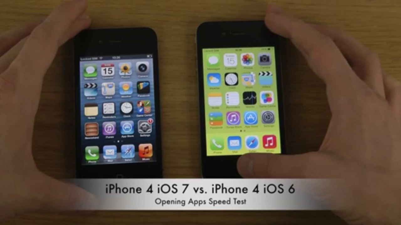 iPhone 4 iOS 7 vs. iPhone 4 iOS 6 - Opening Apps Speed Test