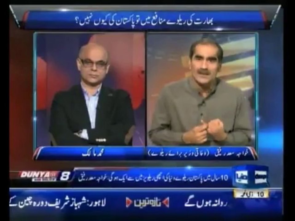 Dunya 8 With Malick , 15th October 2013 , Saad Rafique , Railway minister , Talk Show , Dunya News