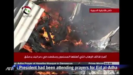 Mortar rounds hit Damascus suburb after Assad visit