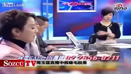 Canlı yayında takma kirpiği düştü