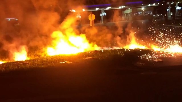 Blaze From High-Voltage Power Line Caught In Slow Motion