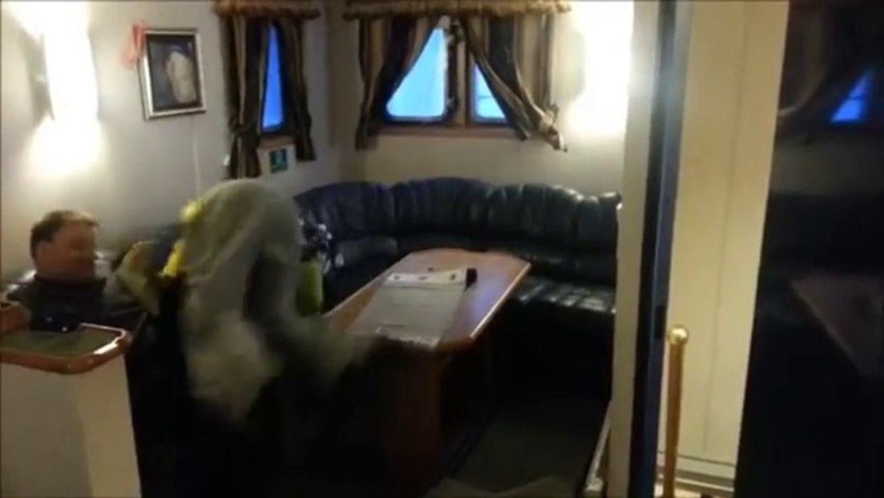 Big ocean waves  throw fisherman to the floor