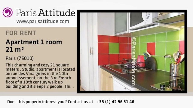 Studio Apartment for rent - Faubourg St Martin, Paris - Ref. 3777