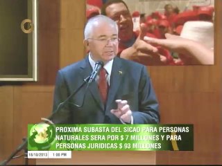 Rafael Ramírez: Próxima subasta se realizará el lunes 21 de octubre