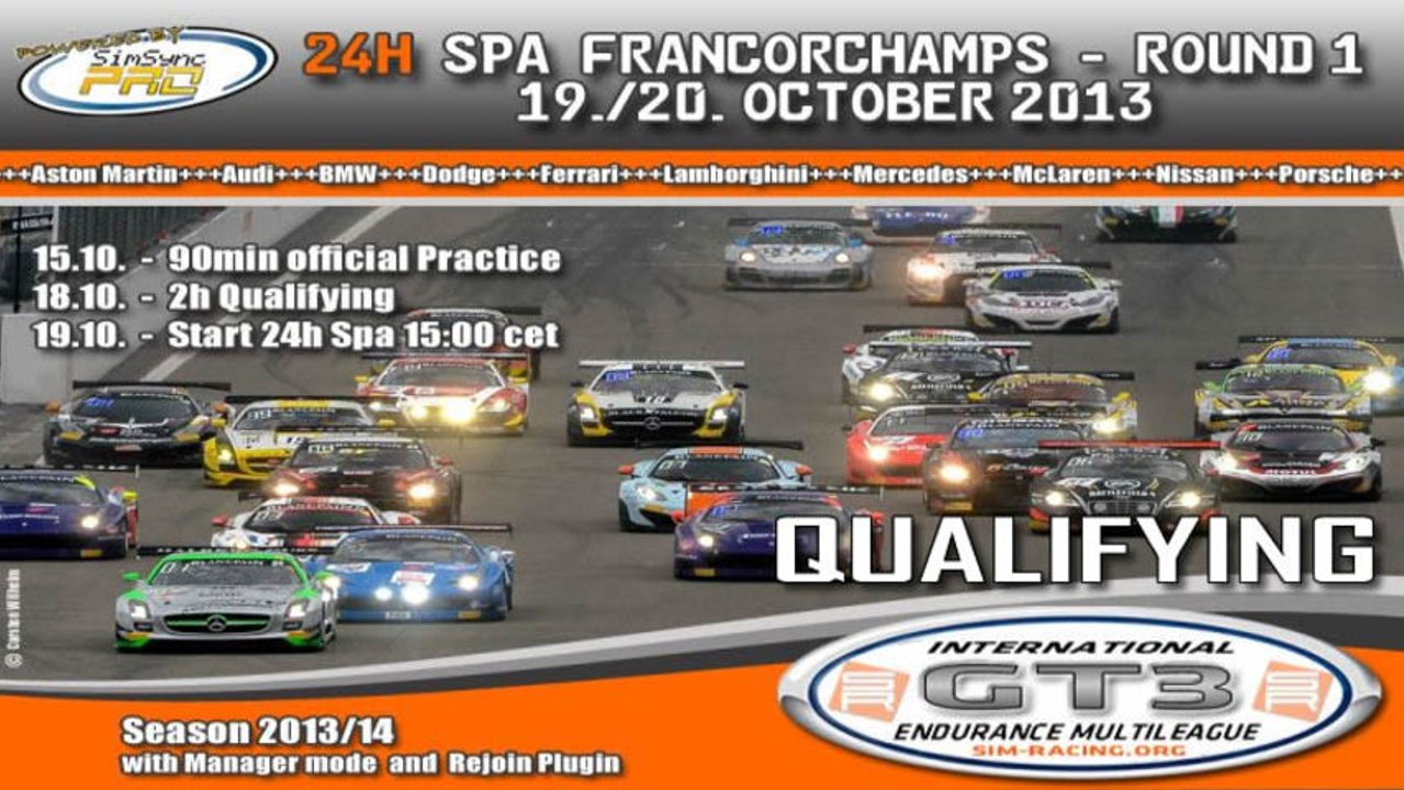 Official Qualifying - Round 1 Int. GT3 Endurance Multileague 2014 - 24h Spa-Francorchamps