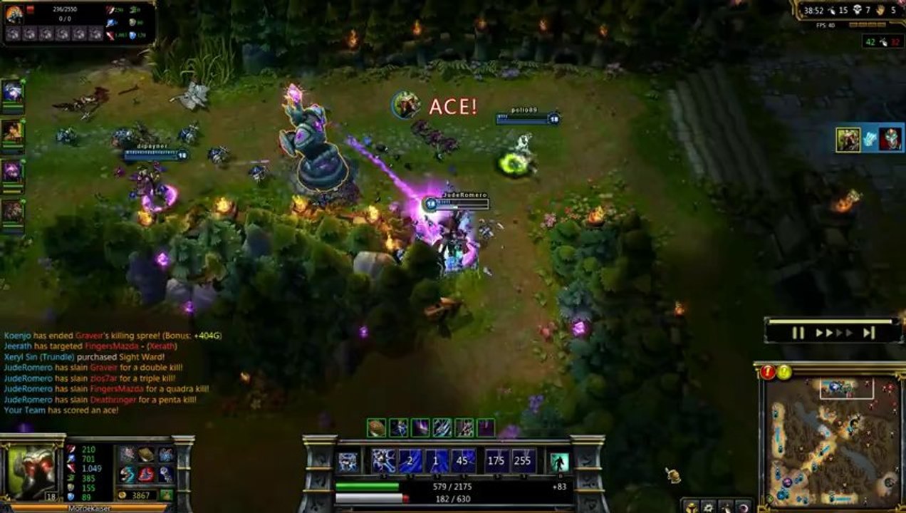 LOL FUN - Mordekaiser pentakill 1v5 - league-of-legends