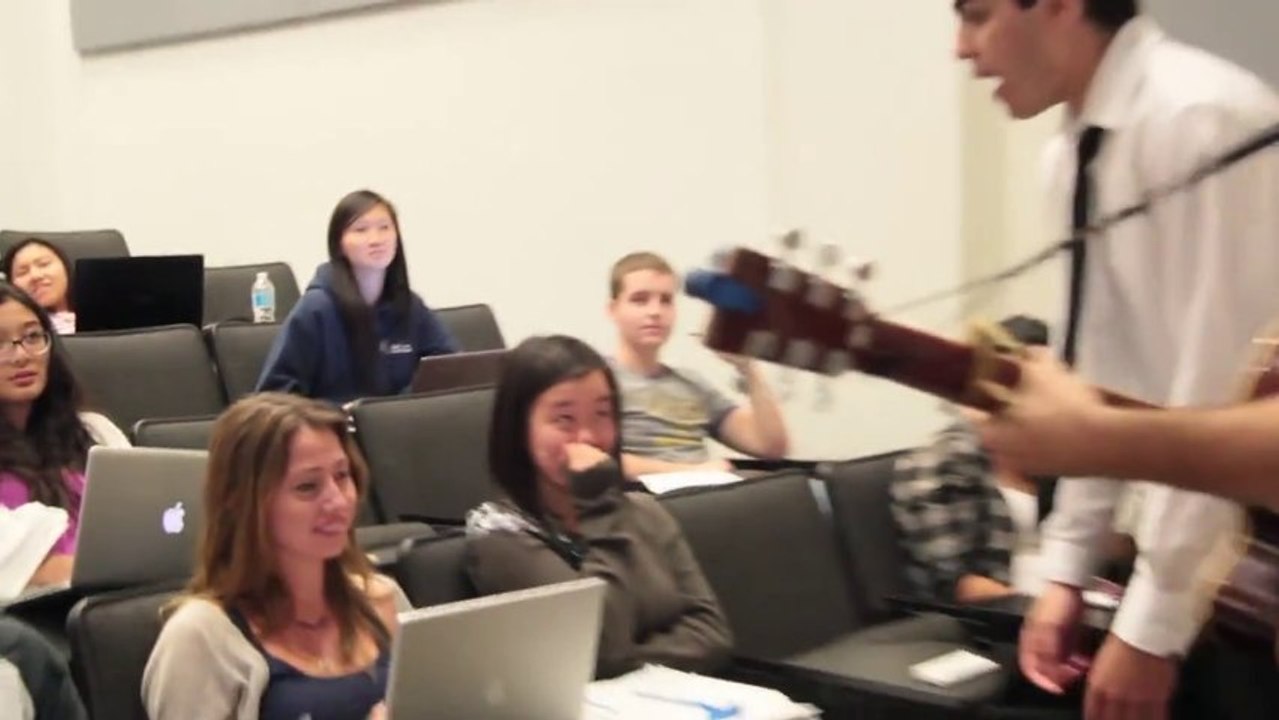 Serenading Random Girls During University Lecture, With A Guitar and Flowers