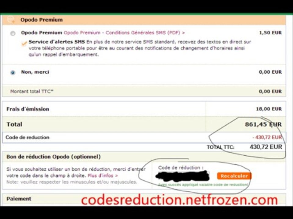 code reduction opodo