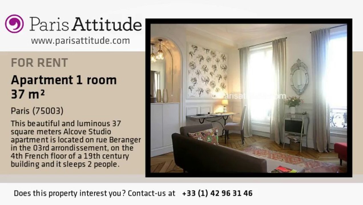 Alcove Studio Apartment for rent - Temple, Paris - Ref. 4403