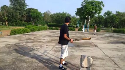 wadood batting.... lucky .. I turned off the recording and next ball he was bowled