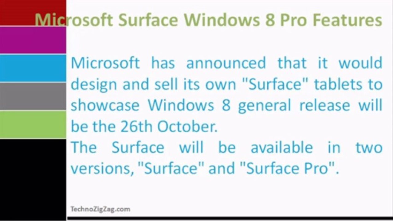 Microsoft Surface Windows 8 Pro Features