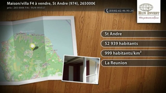 Maison/villa F4 à vendre, St Andre (974), 265000€