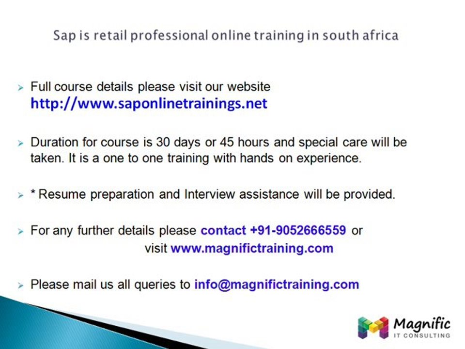 Sap is retail professional online training in south africa
