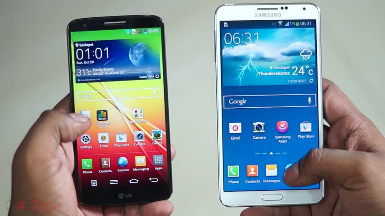 Samsung Galaxy Note 3 vs LG G2 Comparison
