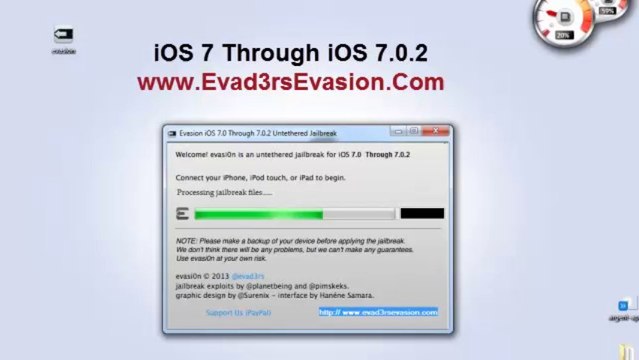 Evasion iOS 7.0 Through 7.0.2 Untethered Jailbreak - No password