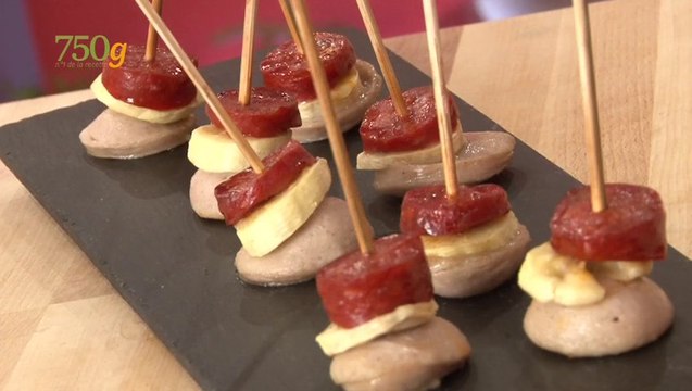 Recette de Brochettes de chorizo, boudin et banane - 750 Grammes