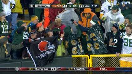 Packers fan catches Brandon Weeden pass