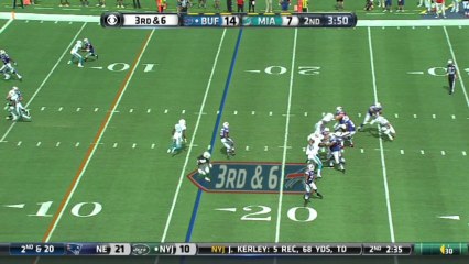 Dolphins defense, sack, 5-yd loss