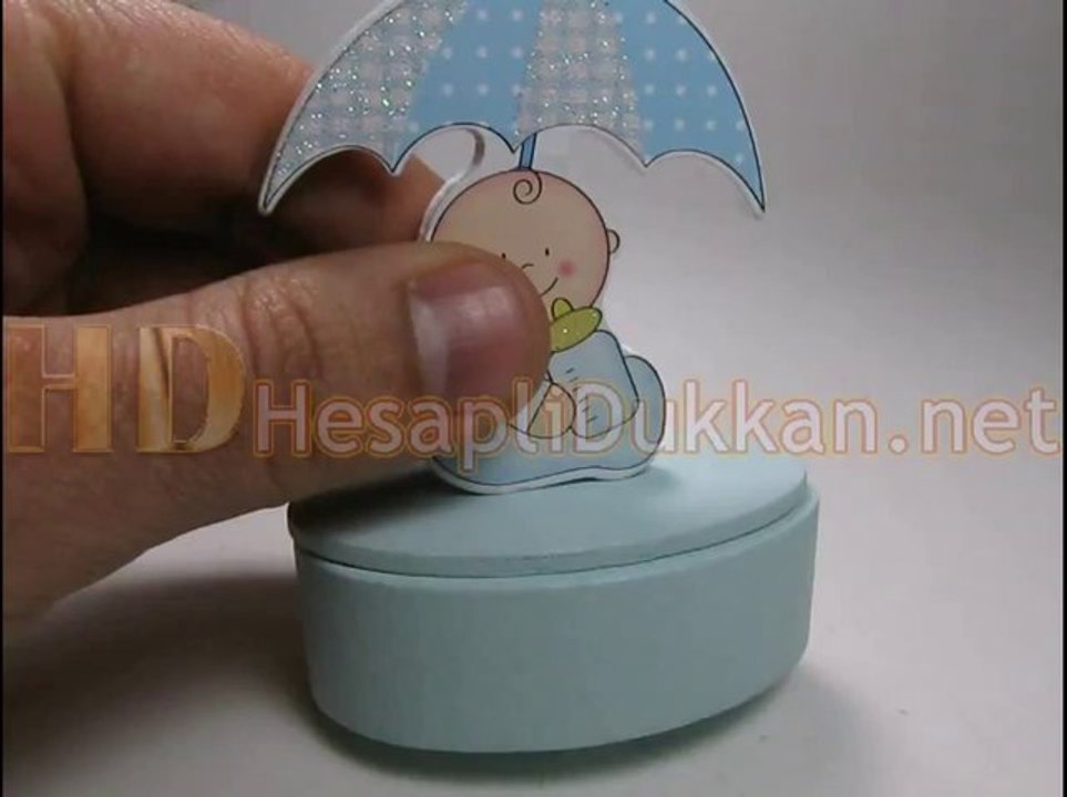 Şemsiyeli bebek erkek bebek şekeri kutusu Hesaplı Dükkan