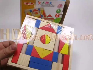 Ahşap bina yap kutulu yap boz ahşap zeka oyuncağı eğitici oyuncaklar Hesaplı Dükkan