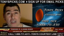 Alabama Crimson Tide vs. Tennessee Volunteers Pick Prediction NCAA College Football Odds Preview 10-26-2013