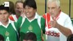 Após discursos na ONU, Evo Morales joga futsal em Viena.