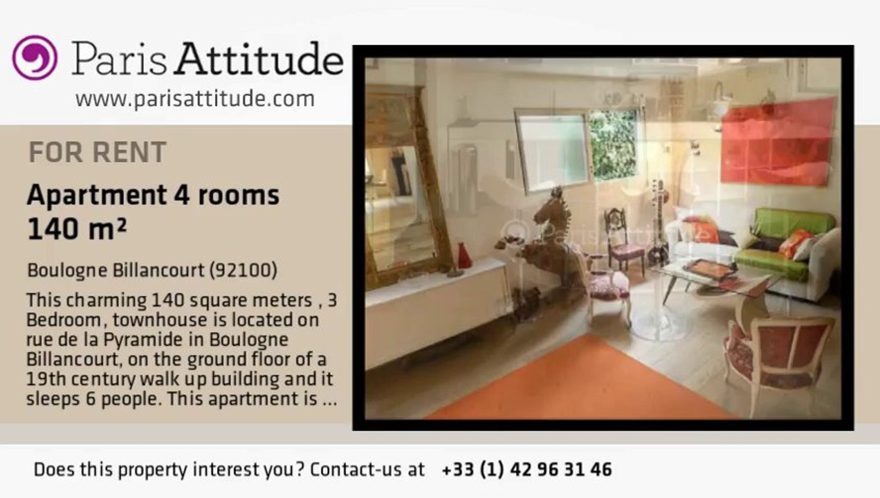 3 Bedroom Townhouse for rent - Boulogne Billancourt, Boulogne Billancourt - Ref. 8594