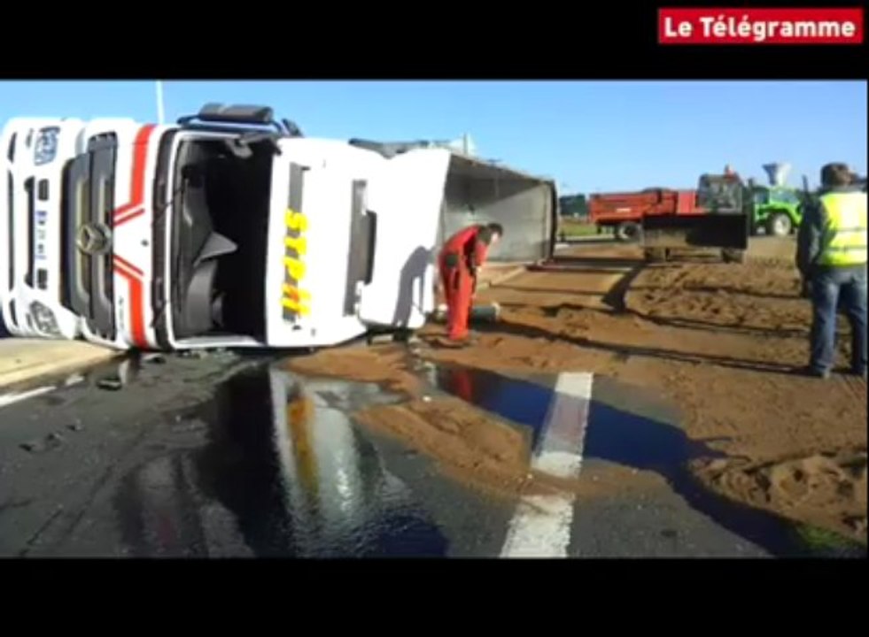 Loudéac. 30 t de tourteau de colza sur la route : une déviation mise en place