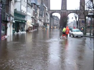 Morlaix (29). Le centre-ville inondé