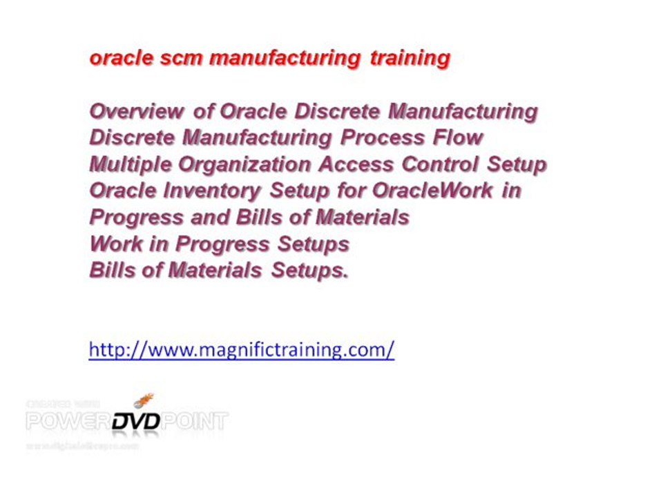 oracle discrete manufacturing training