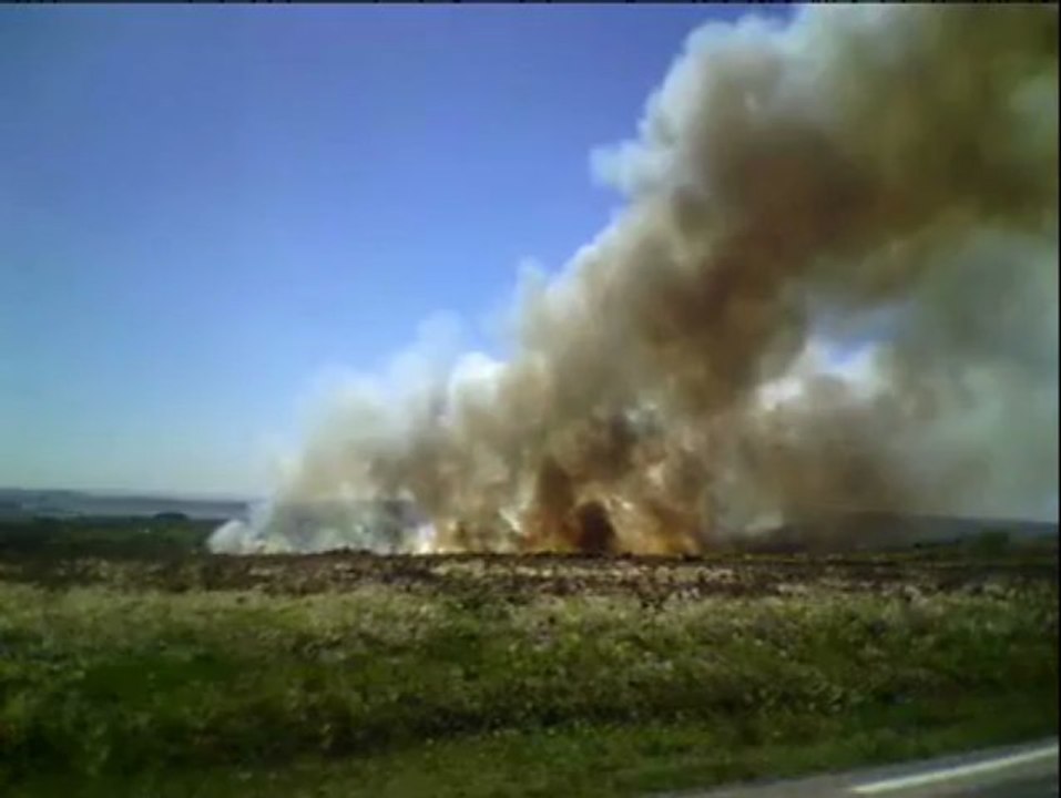 Feu de landes dans les Monts d'Arrée