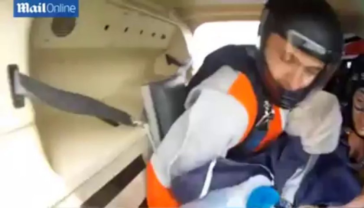 Moment skydiver from Wales had to frantically cut off his parachute after it opened too early