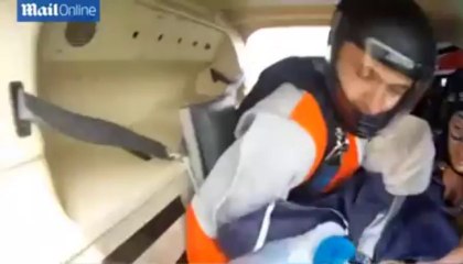Moment skydiver from Wales had to frantically cut off his parachute after it opened too early