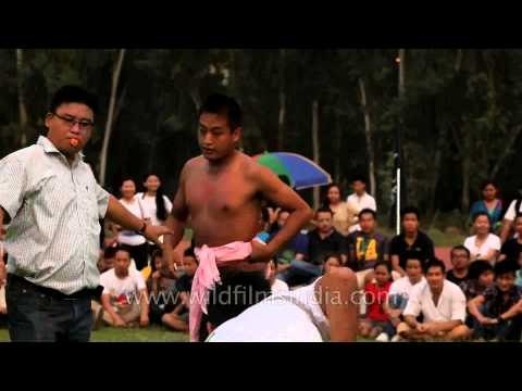 Wrestlers in full action :- At the 50th Naga Fest'13