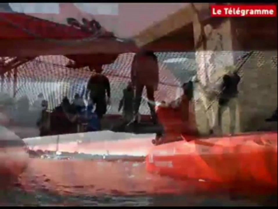 Route de Rhum. Le passage des écluses avec Idec et Joyon