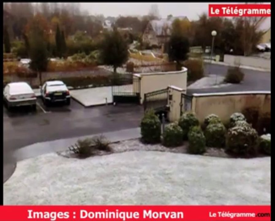 Guingamp (22). Premiers flocons matinaux