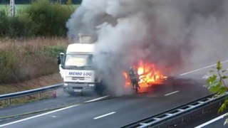 Angos : Camion en feu sur l'A64