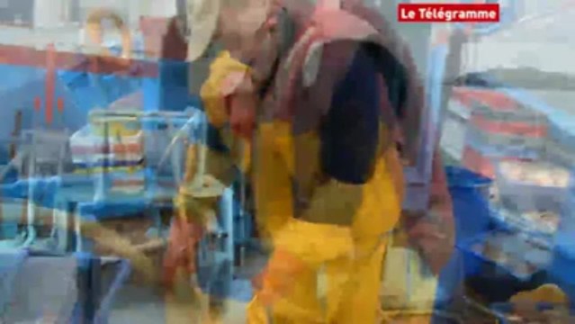 Brest. En mer avec un pêcheur de coquille