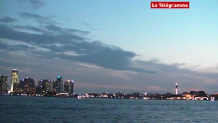 New York. Les gratte-ciels de Jersey City vus de Manhattan